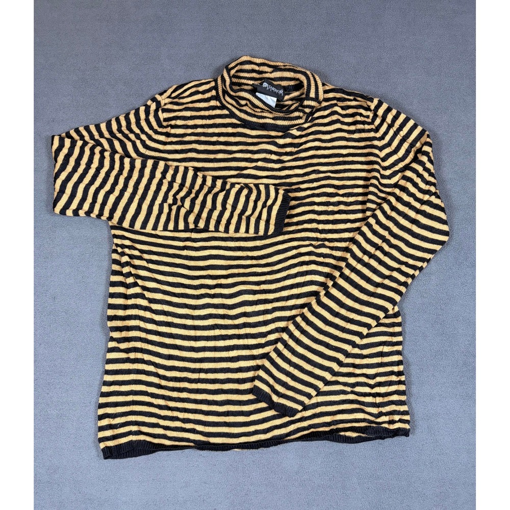 Sag Harbor Petite Sweater Women Medium Tan Black Striped MockNeck Knit Australia